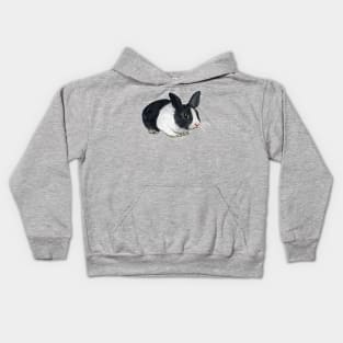 Black and white dwarf rabbit Kids Hoodie